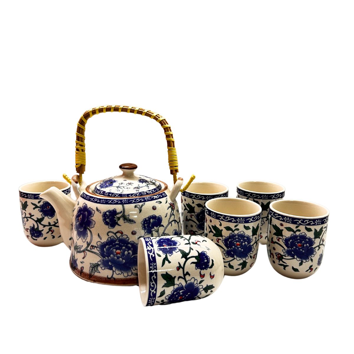 Oriental Kahwa Tea Set Deep Blue Flowers